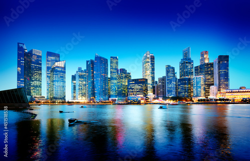 Cityscape Singapore Panoramic Night Concept