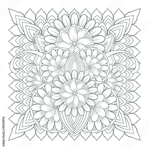 Decorative Doodle flowers in black and white for coloring page  cover  wedding invitation  greeting card  wall art and wallpaper. Hand drawn sketch for adult anti stress coloring page.-vector 