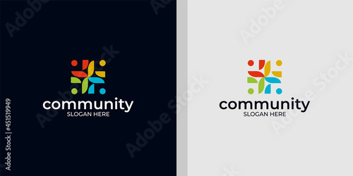 Set of creative colorful social group logos and business cards