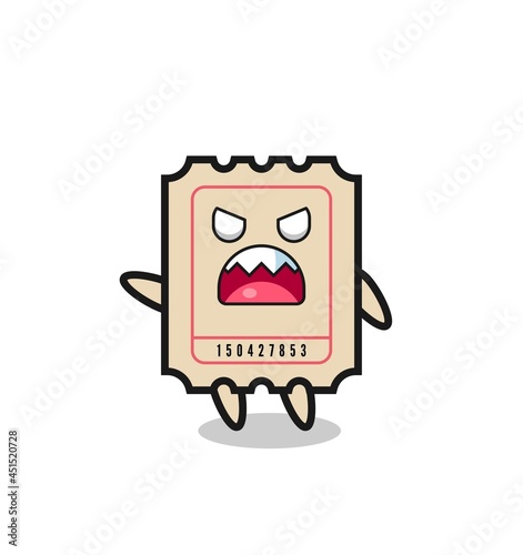 cute ticket cartoon in a very angry pose