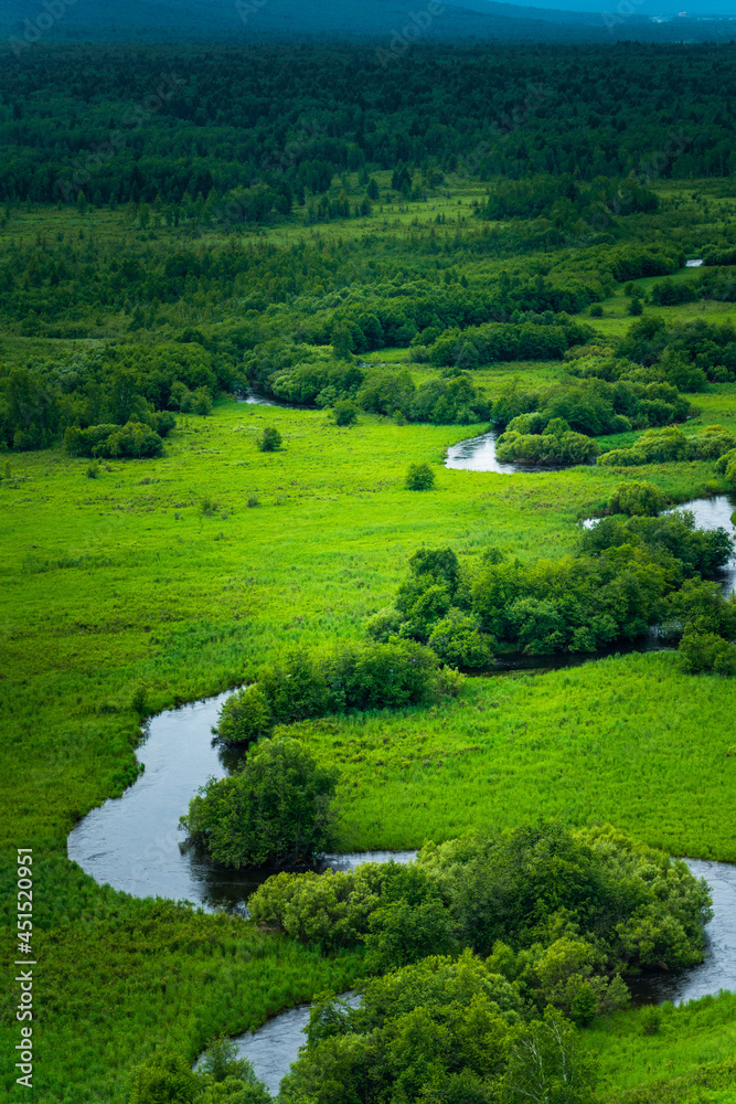 The wetland landscape in Hulun Buir, Inner Mongolia, China, summer time. The wetland landscape in Hulun Buir, Inner Mongolia, China, summer time.