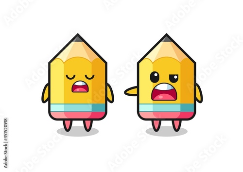 illustration of the argue between two cute pencil characters