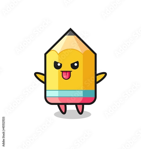 naughty pencil character in mocking pose