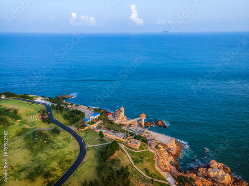 Aerial photography of island coastline