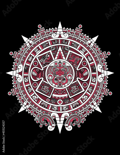 aztec calendar red photo