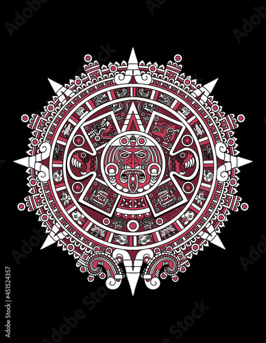 aztec calendar red