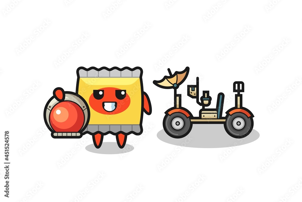 Fototapeta premium the cute snack as astronaut with a lunar rover