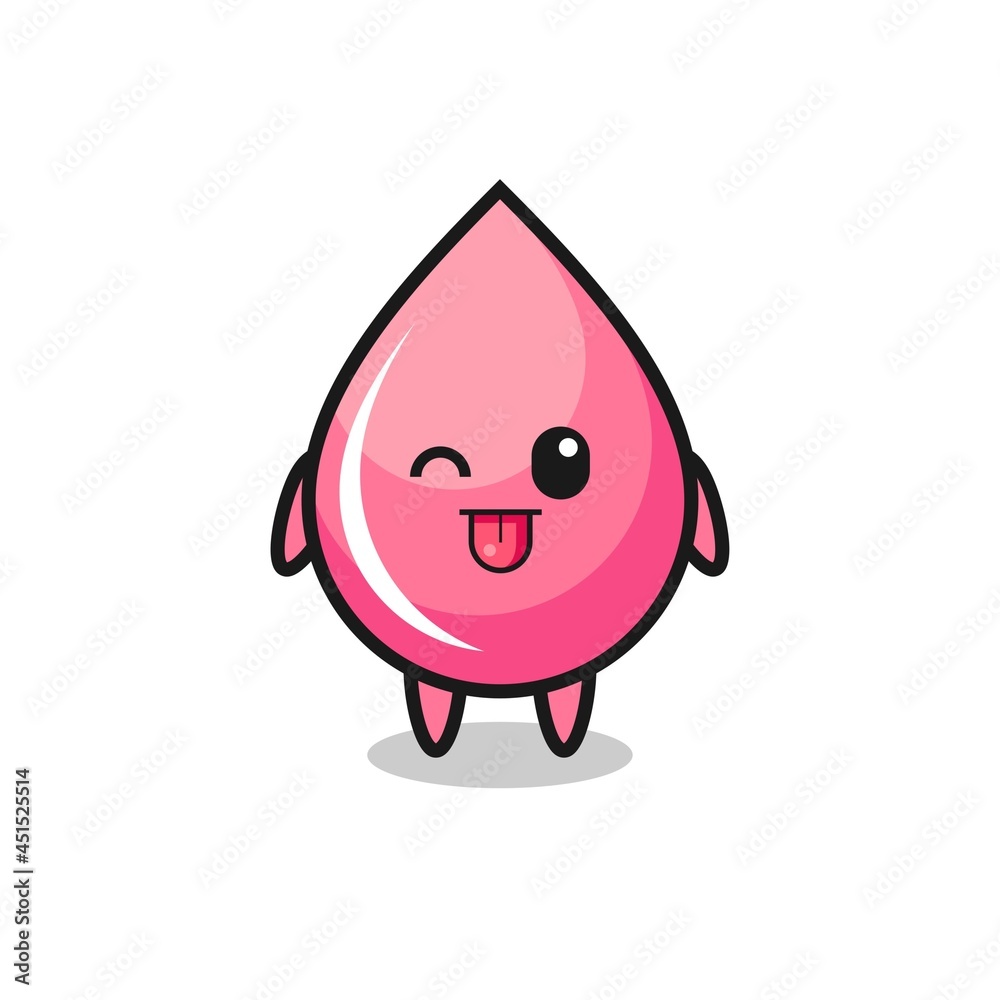 cute strawberry drop juice character in sweet expression while sticking out her tongue cute strawberry drop juice character in sweet expression while sticking out her tongue
