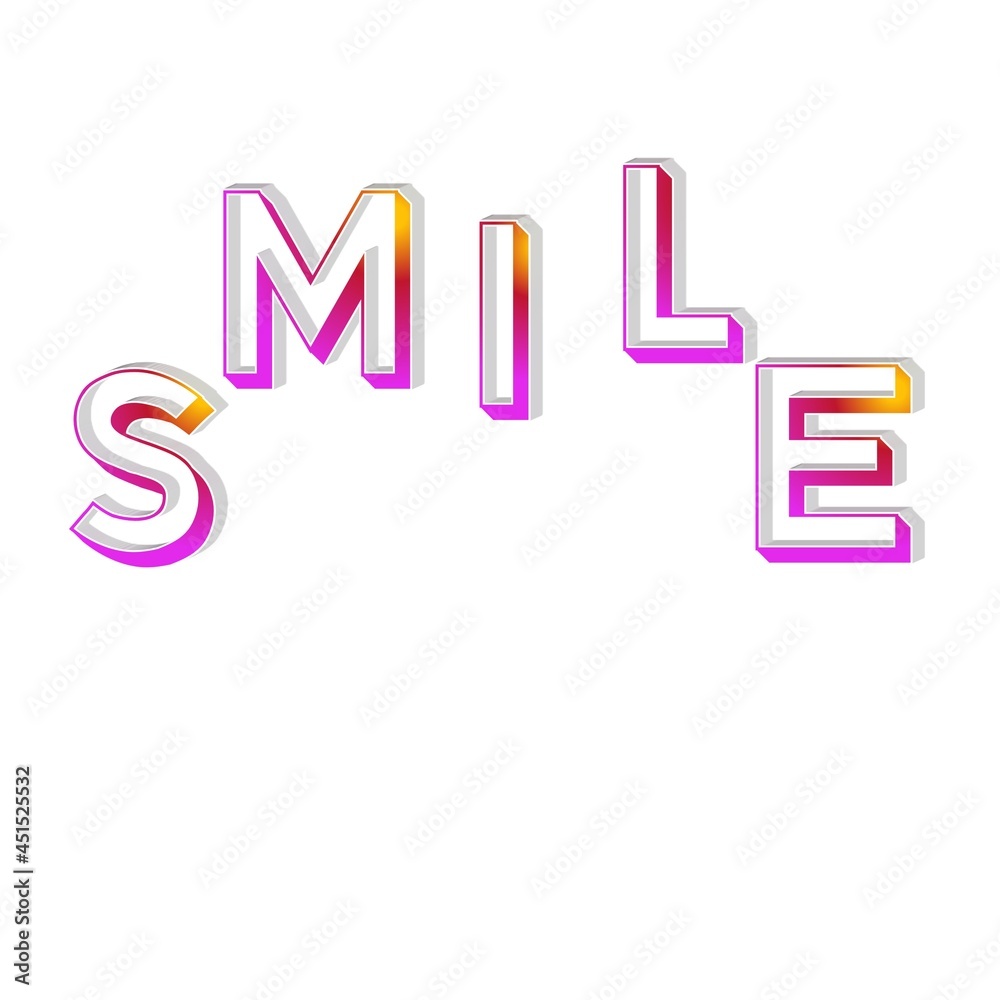 Letter alphabets smile colorful 3D abstract beautiful white background Letter alphabets smile colorful 3D abstract beautiful white background