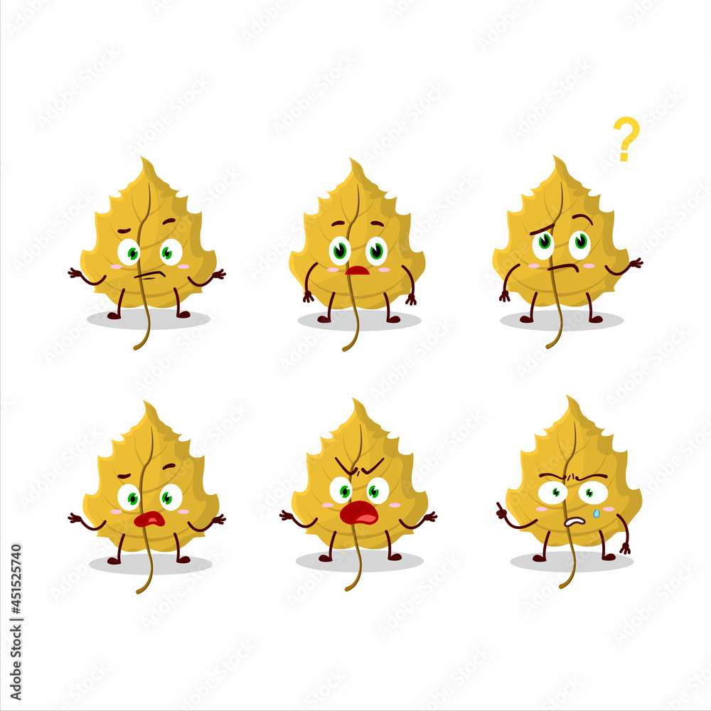 Fototapeta premium Cartoon character of hazel leaf with what expression