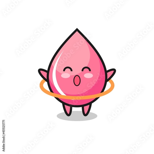 cute strawberry drop juice cartoon is playing hula hoop