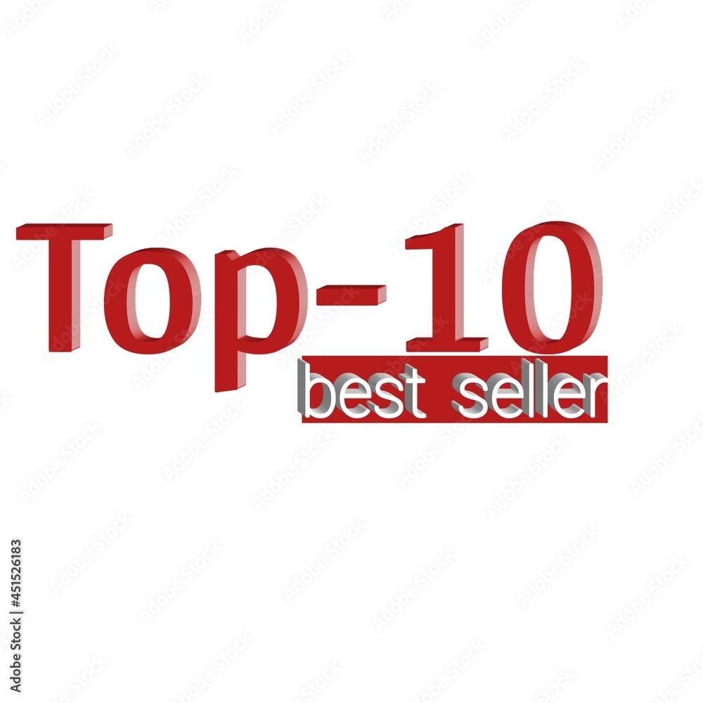 Top 10 best seller 3d rate icon on a white background abstract colorful