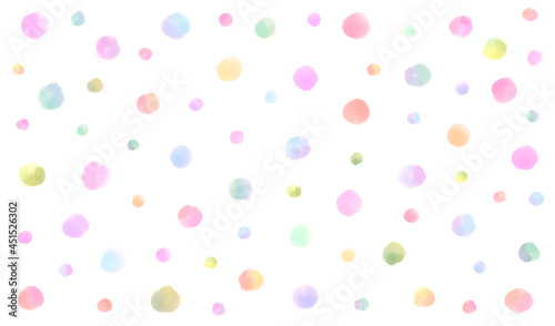水彩で描いたドット模様(ペールトーン）