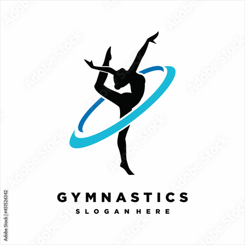 gymnastic logo. vector illustration, Gymnast Girl silhouette isolated on a white background. Young women's banner gymnastics. dance vector