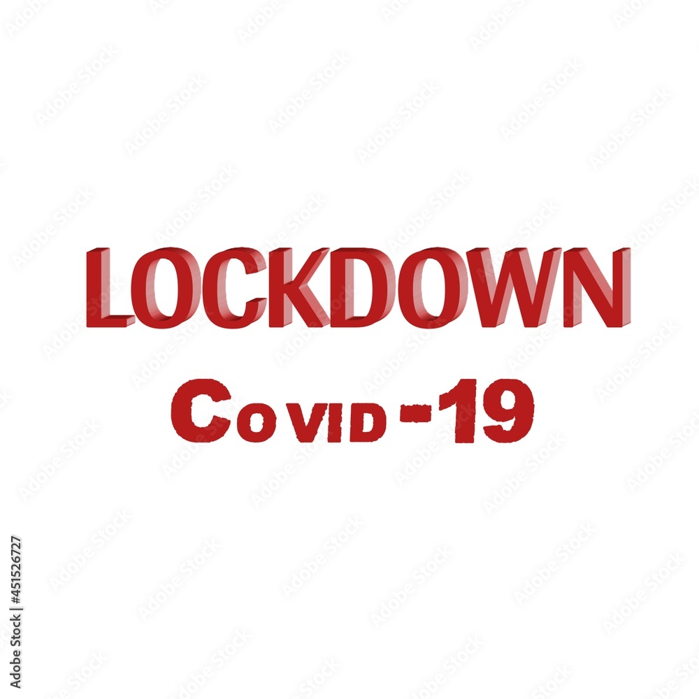 Letter lockdown covid-19 colorful 3D abstract beautiful white background