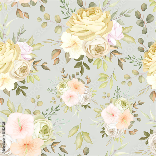 wonderful autumn fall floral seamless pattern