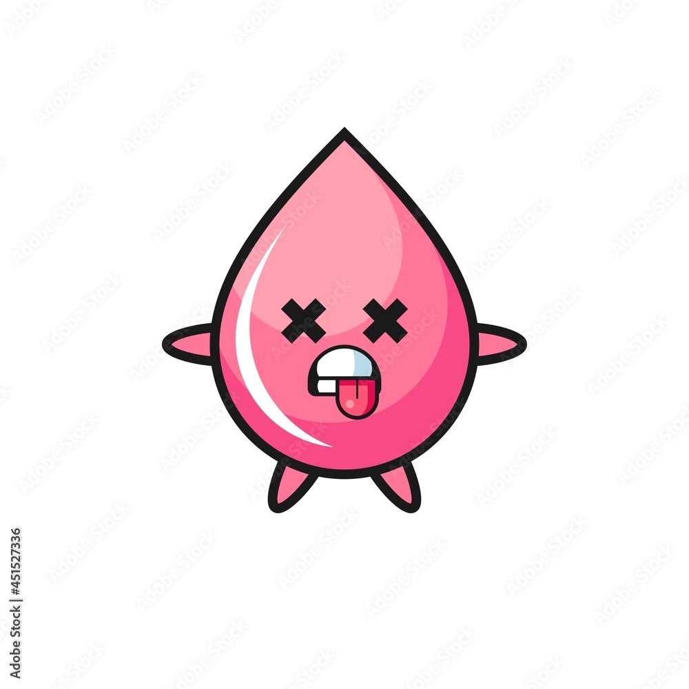 character of the cute strawberry drop juice with dead pose character of the cute strawberry drop juice with dead pose