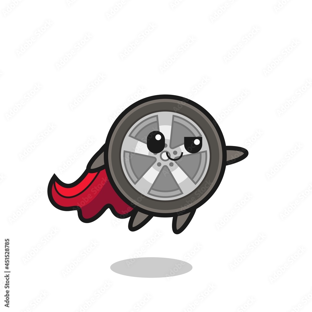 cute car wheel superhero character is flying cute car wheel superhero character is flying