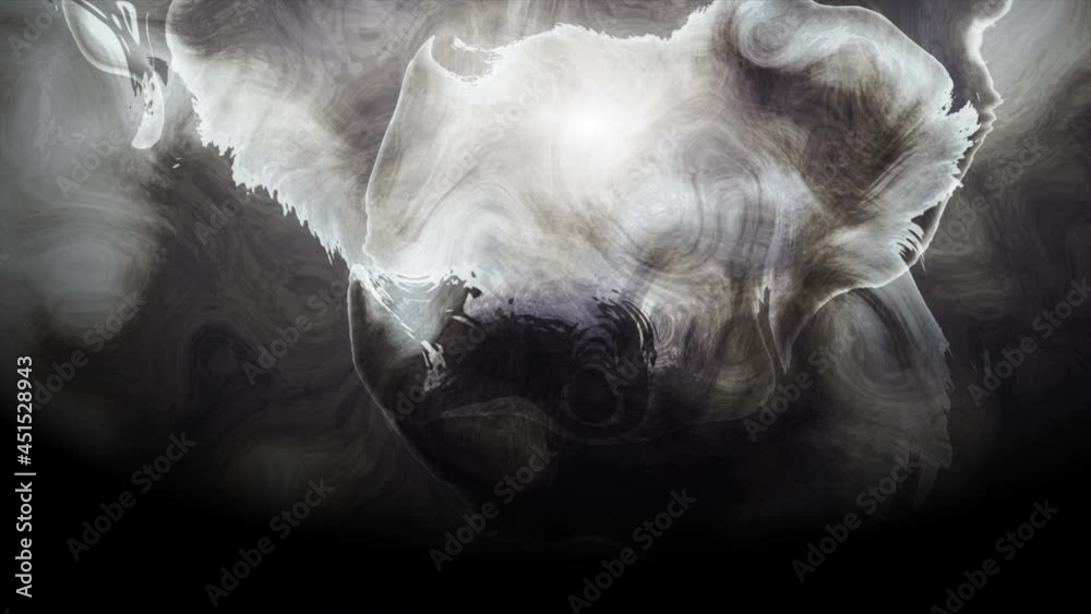 Dark grey ink fluid watercolor blot grunge motion background. Seamless looping. Video animation Ultra HD 4K 3840x2160