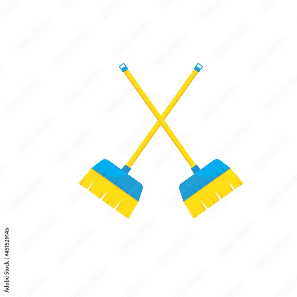 crossed broom illustration vector template,symbol of cleaner crossed broom illustration vector template,symbol of cleaner
