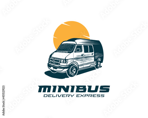 delivery and shipping service logo template, minivan logo design vector illustration