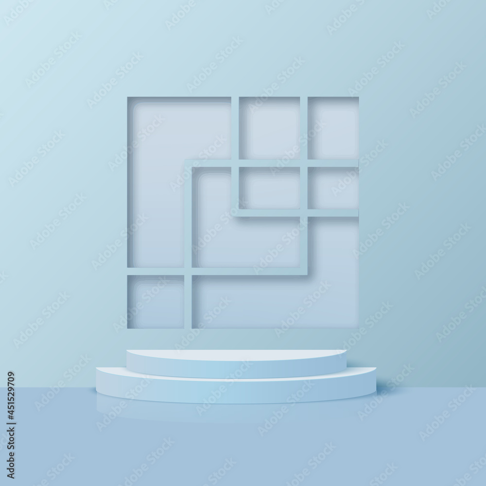 Products display 3d background podium scene with blue shape geometric platform. Vector illustration. Products display 3d background podium scene with blue shape geometric platform. Vector illustration.