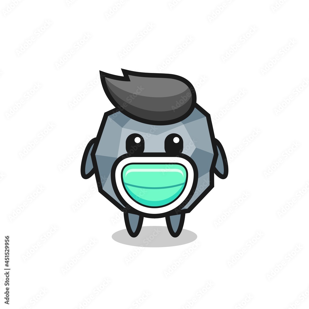 cute stone cartoon wearing a mask