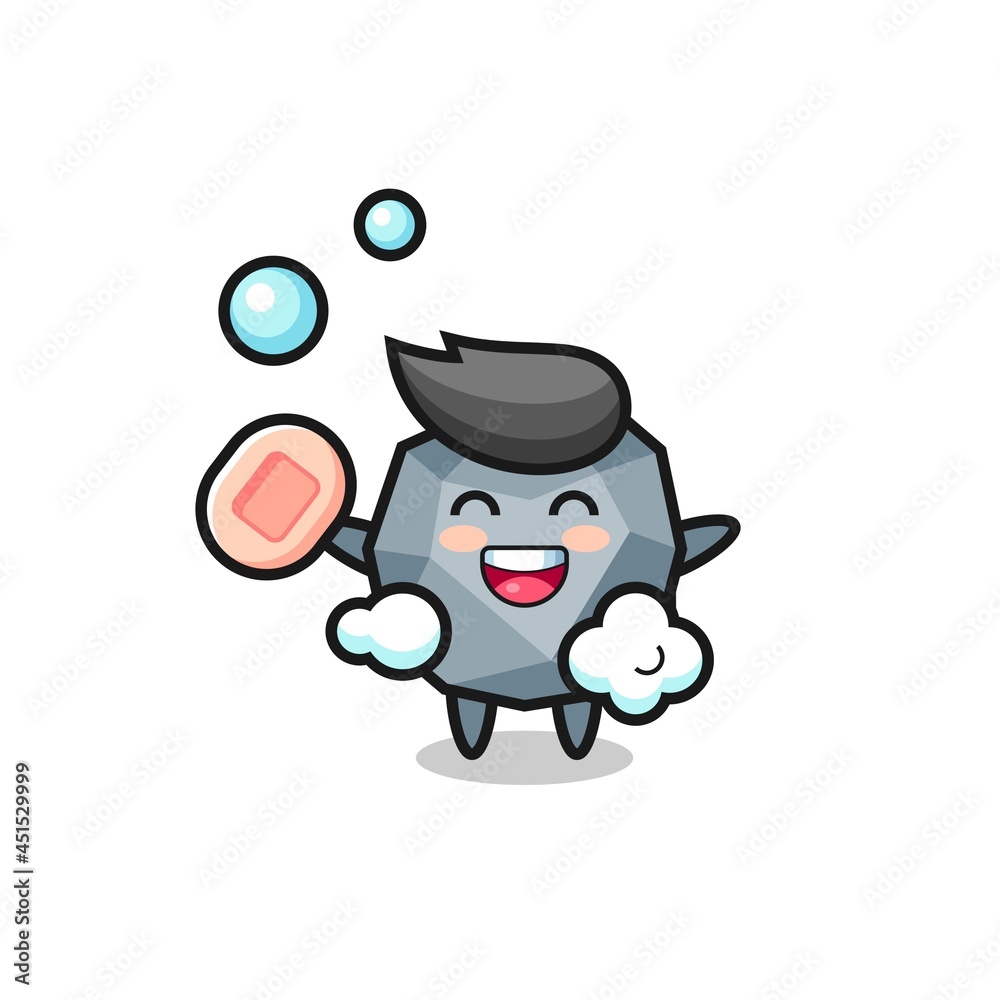 stone character is bathing while holding soap stone character is bathing while holding soap