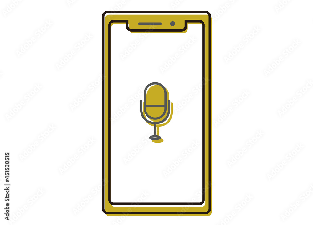スマートフォン 音声イメージイラスト ラインイラスト 正面 Stock Vektorgrafik Adobe Stock