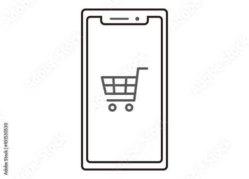 スマートフォン　オンラインショッピングイメージイラスト　ラインイラスト　正面