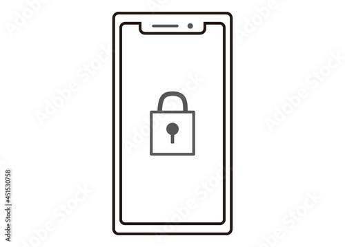 スマートフォン　ロックイメージイラスト　ラインイラスト　正面