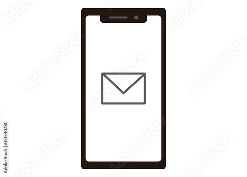 スマートフォン　メールイメージイラスト　モノクロ　正面
