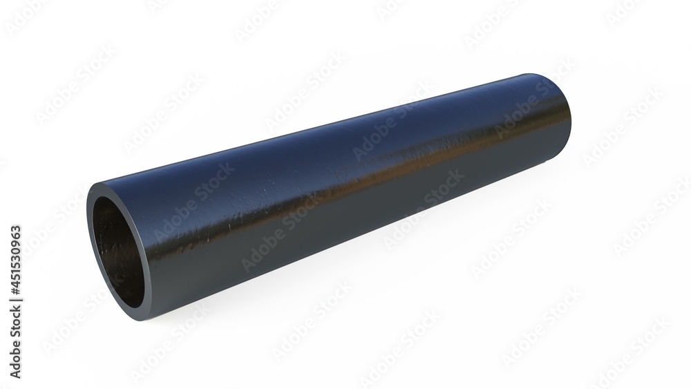 Round tube rolled metal, isolated conceptual industrial 3D rendering Round tube rolled metal, isolated conceptual industrial 3D rendering