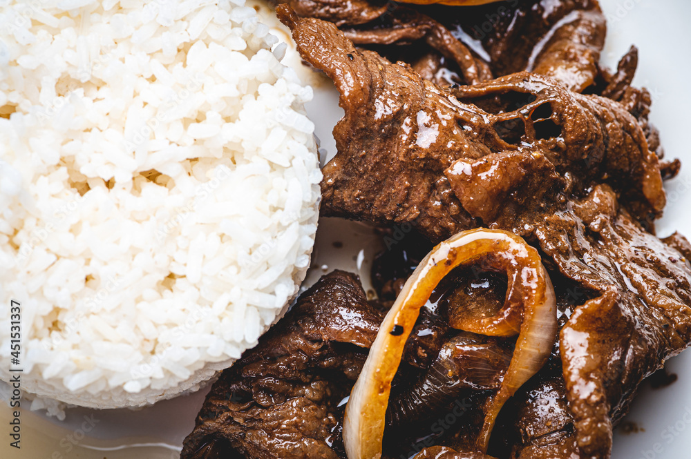 Bistek Tagalog( Filipino Beef Steak) is made of thinly sliced sirloin braised in a mixture of