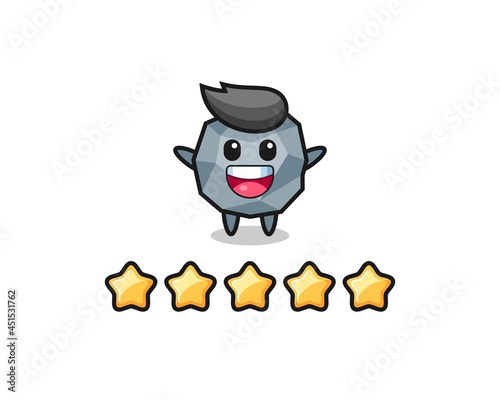 the illustration of customer best rating, stone cute character with 5 stars © heriyusuf