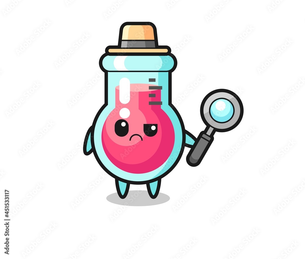 the mascot of cute laboratory beaker as a detective the mascot of cute laboratory beaker as a detective