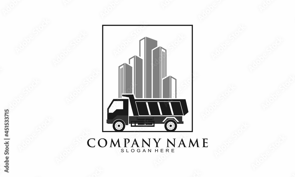 Truck in the city building logo Truck in the city building logo