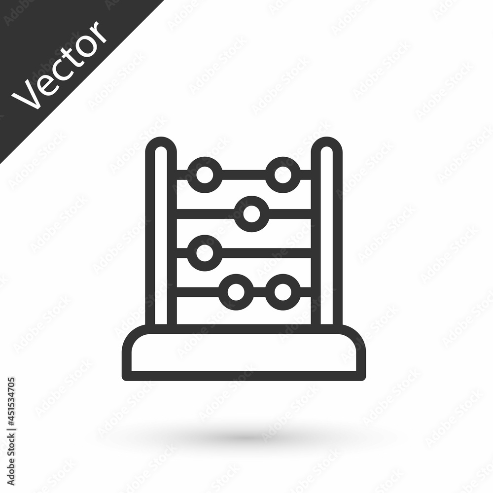 Grey line Abacus icon isolated on white background. Traditional counting frame. Education sign. Mathematics school. Vector Grey line Abacus icon isolated on white background. Traditional counting frame. Education sign. Mathematics school. Vector