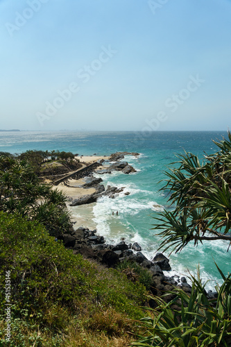 Looking down on Snapper Rocks, and out across the sea to the horizon. Coolangatta, Queensland, Australia.  © Silky Oaks