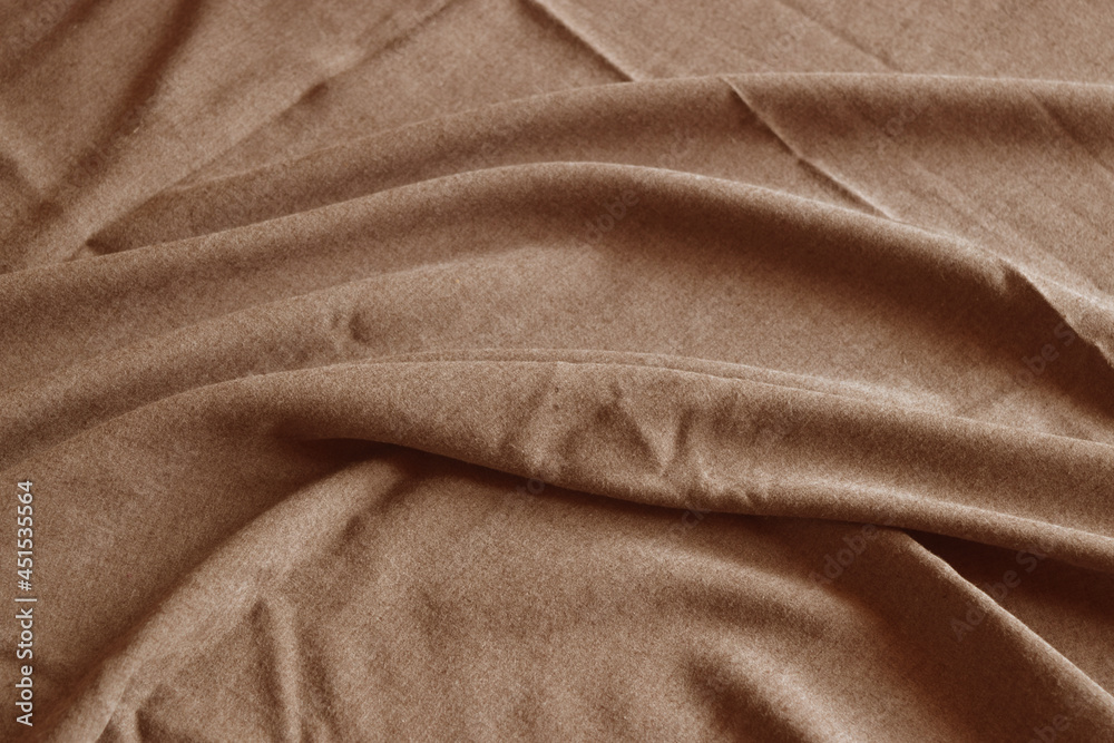 Fototapeta premium soft brown fabric texture, elegant folded fabric composition for background