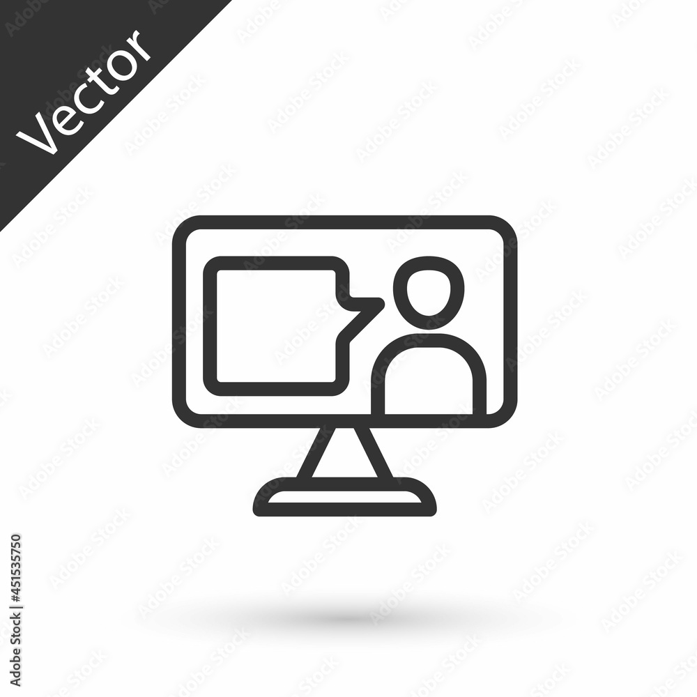 Grey line E-learning of different foreign languages icon isolated on white background. Vector Grey line E-learning of different foreign languages icon isolated on white background. Vector