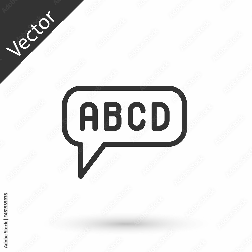 Grey line Alphabet icon isolated on white background. Vector Grey line Alphabet icon isolated on white background. Vector
