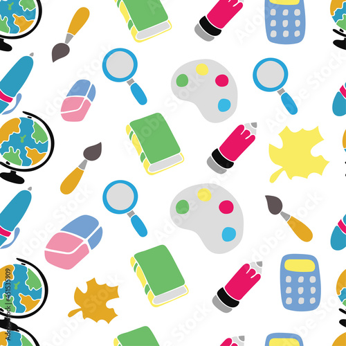 School supplies seamless pattern