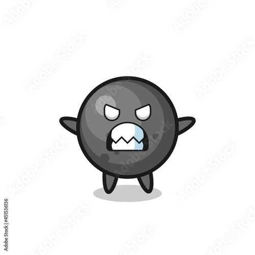 wrathful expression of the cannon ball mascot character