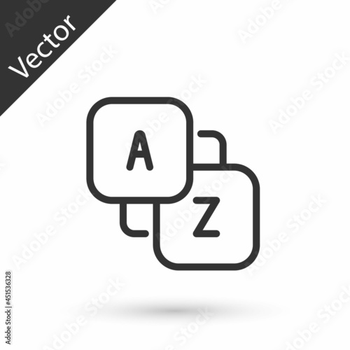 Grey line Vocabulary icon isolated on white background. Vector