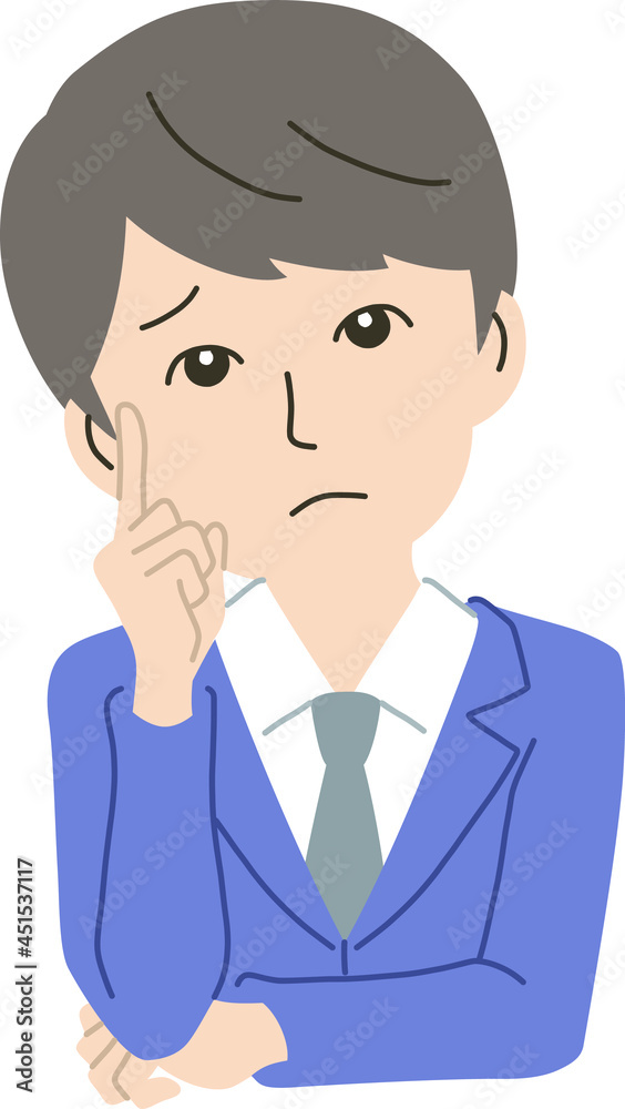 困った表情の若いビジネスマン