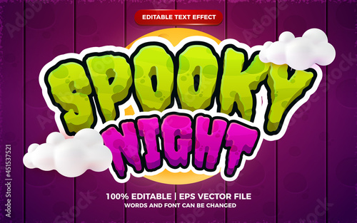 Spooky night cartoo 3d editable text effect