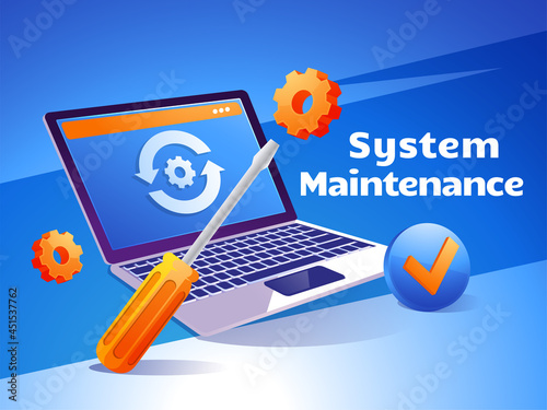 Website maintenance update internet software development webpages with laptop 