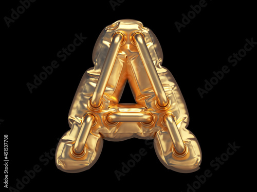 Gold luxury font. Letter A.