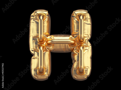 Gold luxury font. Letter H.